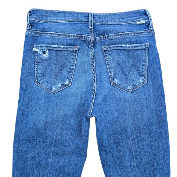 Mother The Insider Crop Step Chew Jeans Size 28 Dancing Coals Blue Stretch Denim - Picture 9 of 10